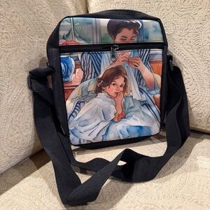 Artistic Crossbody Bag with Black Strap